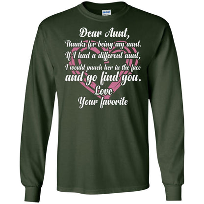 Dear Aunt Thank For Being My Aunt Family T-shirt Forest Green