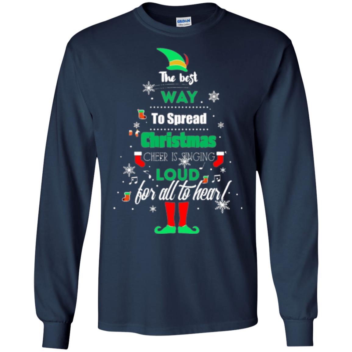 Elf Christmas T-shirt The Best Way To Spread Christmas Cheer Navy