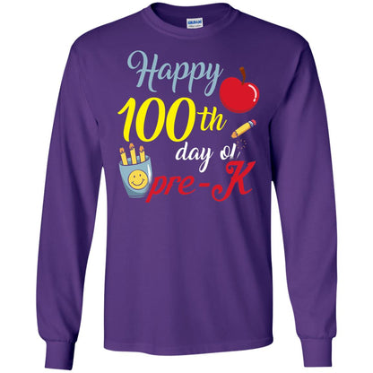 Kindergarter T-shirt Happy 100th Day Of Pre-k Purple