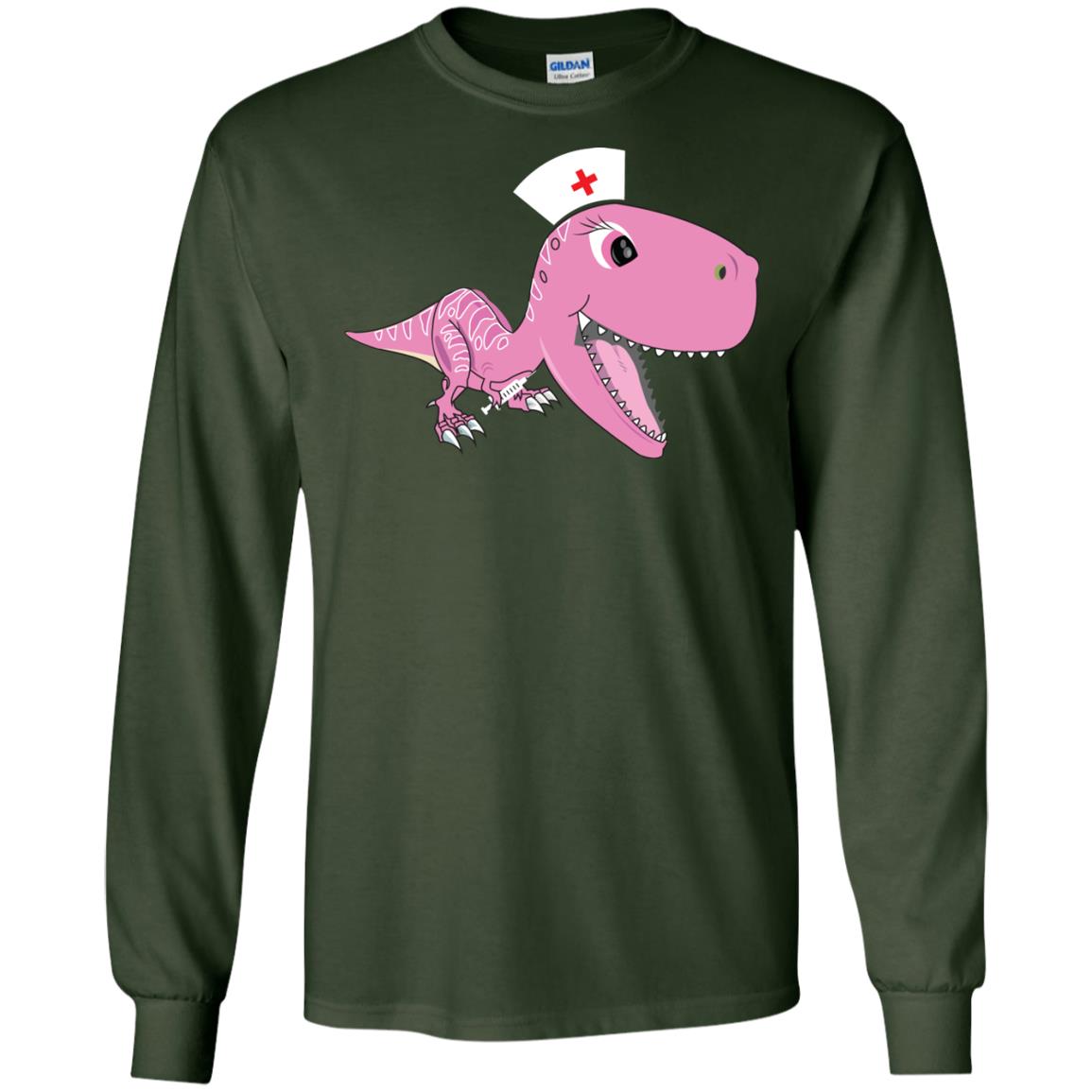 Dinosau-nurse Dinosaurus Nursing Shirt Forest Green