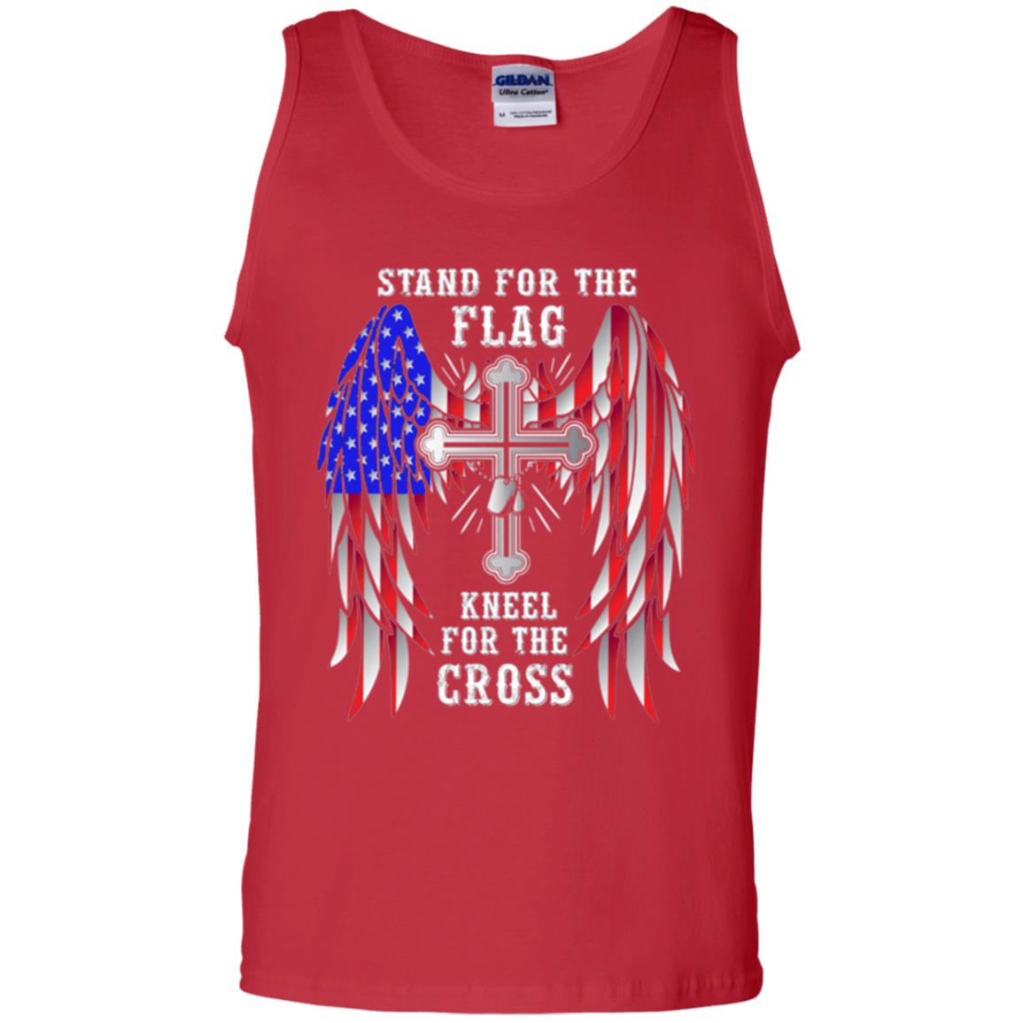 Christian T-shirt Stand For The Flag Kneel For The Cross Red