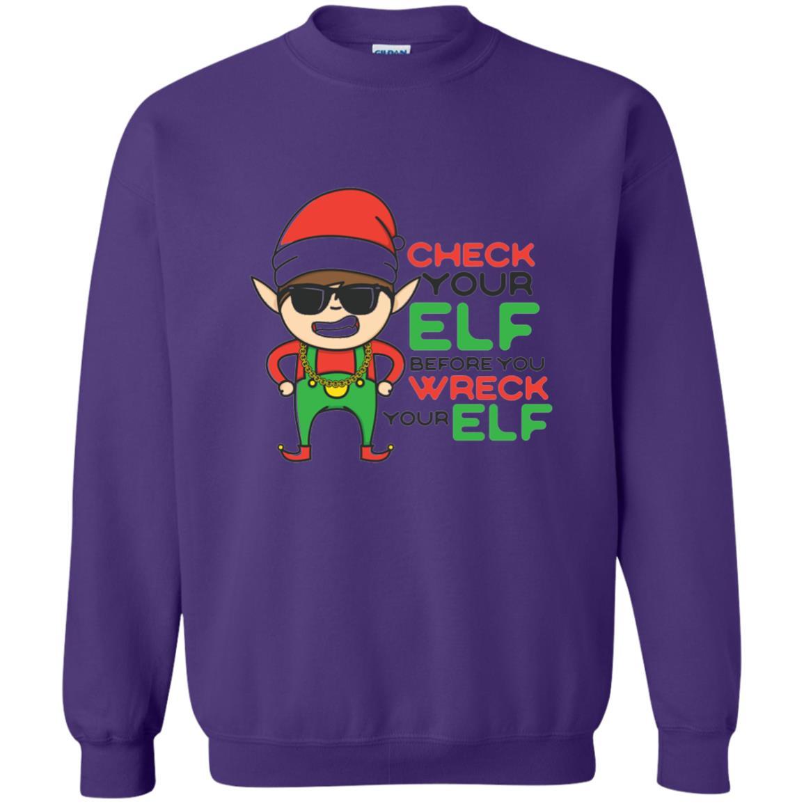 Christmas T-shirt Check Your Elf Before You Wreck Your Elf Purple