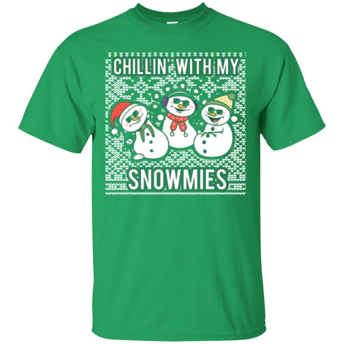 Christmas T-shirt Chillin' With My Snowmies Irish Green