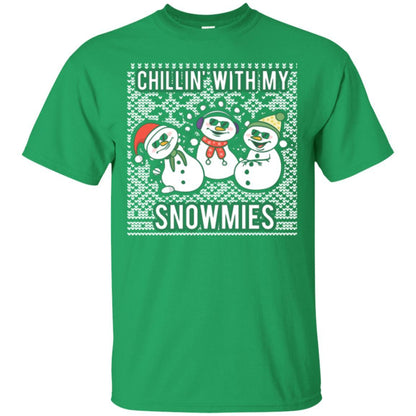 Christmas T-shirt Chillin' With My Snowmies Irish Green