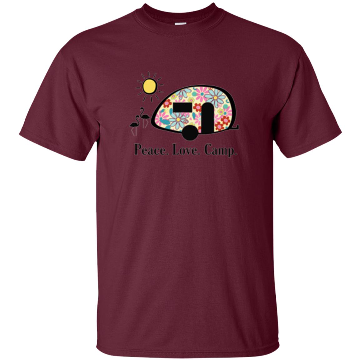 Camping Lover T-shirt Peace Love Camp Maroon