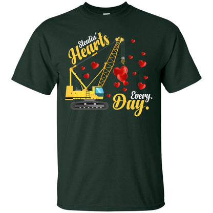 Valentines Day T-shirt Stealin' Hearts Every Day With Crane Forest