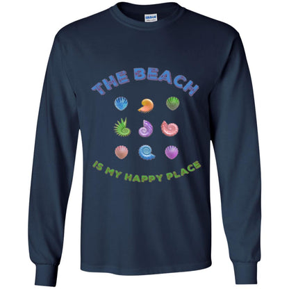 Shell T-shirt The Beach Is My Happy Place Navy