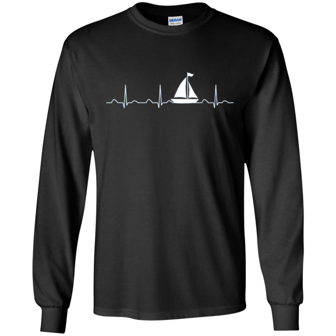 Boating Sailor T-shirt Heartbeat Black