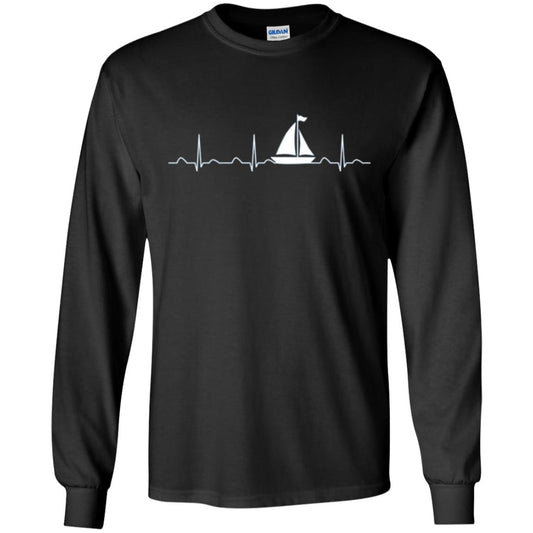 Boating Sailor T-shirt Heartbeat Black