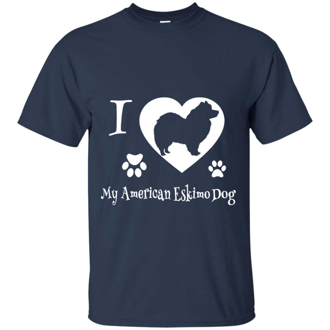 Dog Lover T-shirt I Love My American Eskimo Dog Navy