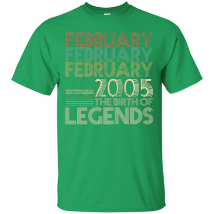 February Retro Classic Vintage 2005 The Birth Of Legends 13th Birthday T-shirt Irish Green