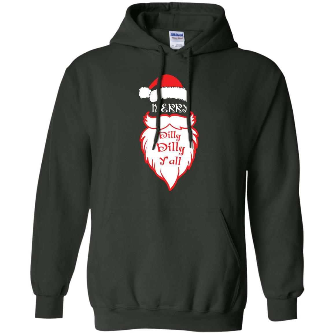 Christmas T-shirt Merry Dilly Dilly Y'all Forest Green