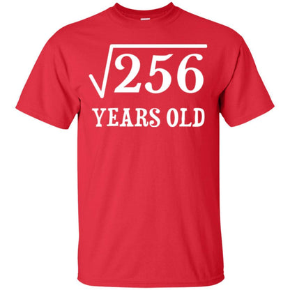 Birthday T-shirt Square Root Of 256 16th Years Old Red