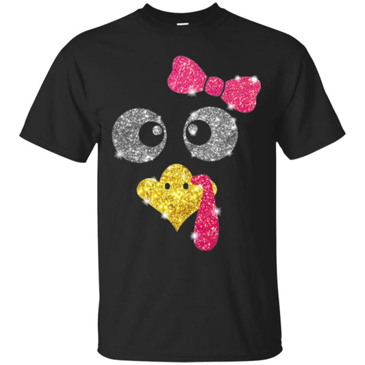 Thanksgiving T-shirt Turkey Face Girl T-shirt Black