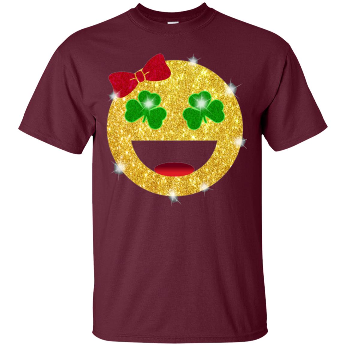 Happy Gold Blink Emoji Saint Patrick's Day T-shirt Maroon