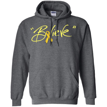 Childhood Cancer Awareness Shirt Gold Ribbon Believe Dark Heather