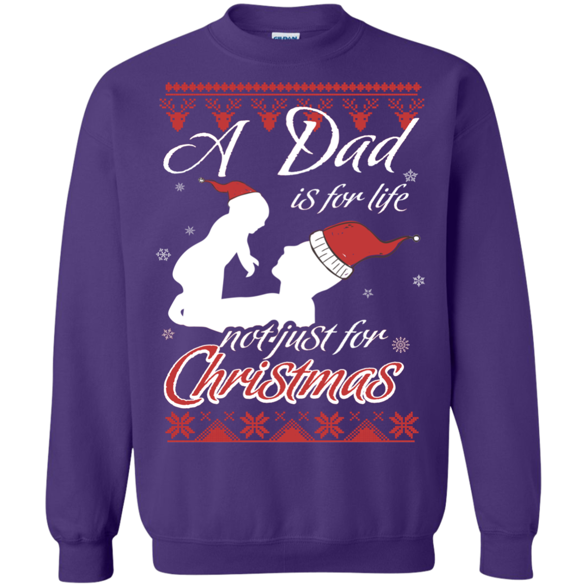 Family T-Shirt A Dad Is For Life Not Just For Christmas Purple