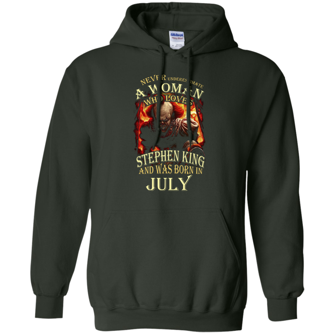 July T-shirt Never Underestimate A Woman Who Loves Stephen King Forest Green