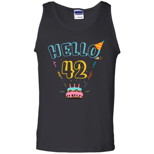 Hello 42 Forty Two 42nd 1976s Birthday Gift Shirt Black