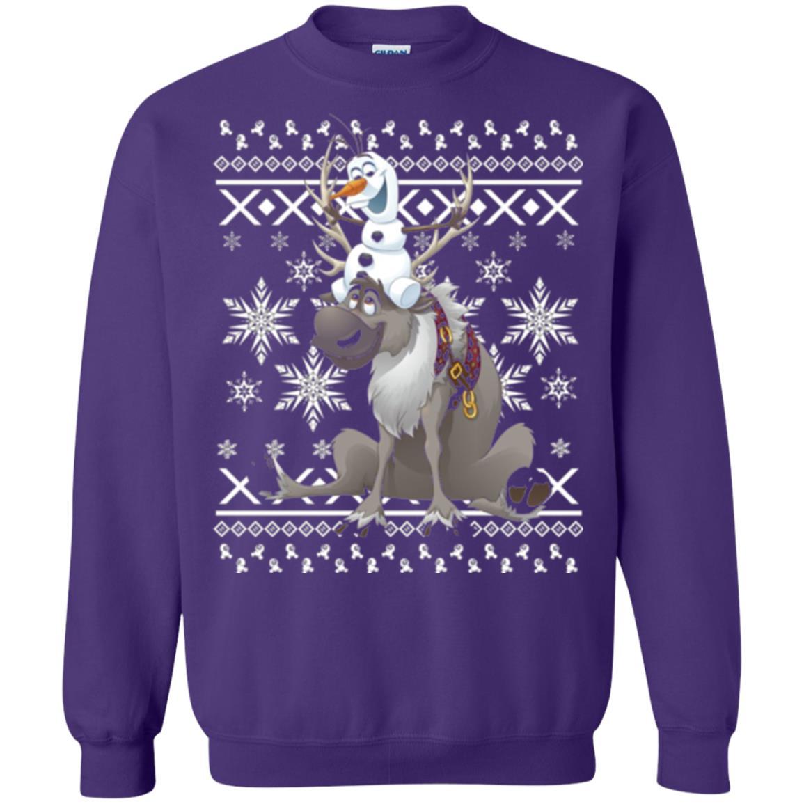 Film T-shirt Frozen Olaf Sven Riding Antler Purple
