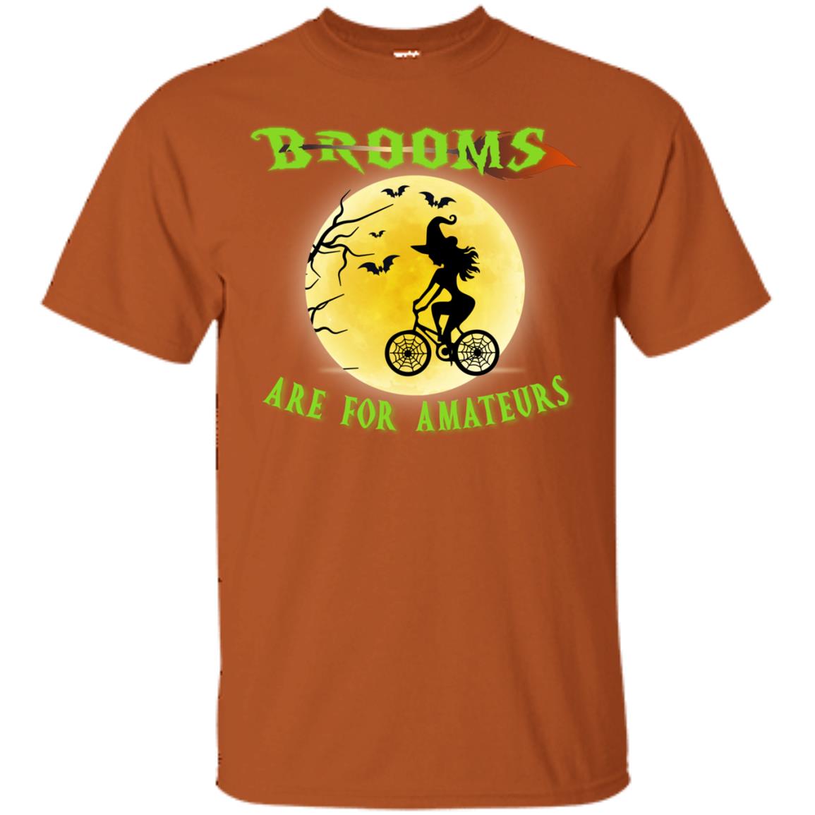 Brooms Are For Amateurs Witches Ride A Bicycle Funny Halloween Shirt Texas Orange