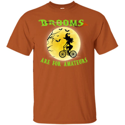 Brooms Are For Amateurs Witches Ride A Bicycle Funny Halloween Shirt Texas Orange
