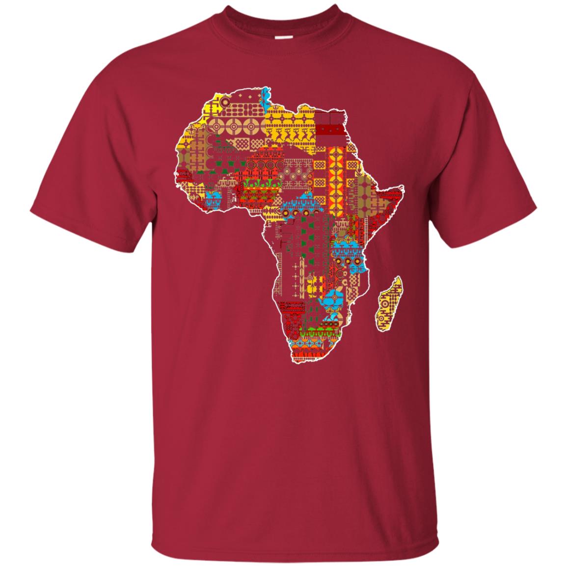 African Pride Traditional Ethnic Pattern Africa Map Shirt Cardinal