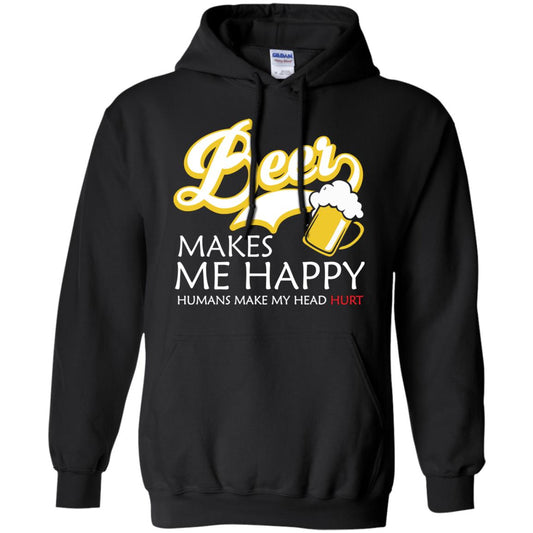 Beer Makes Me Happy Beer Lover T-shirt Black