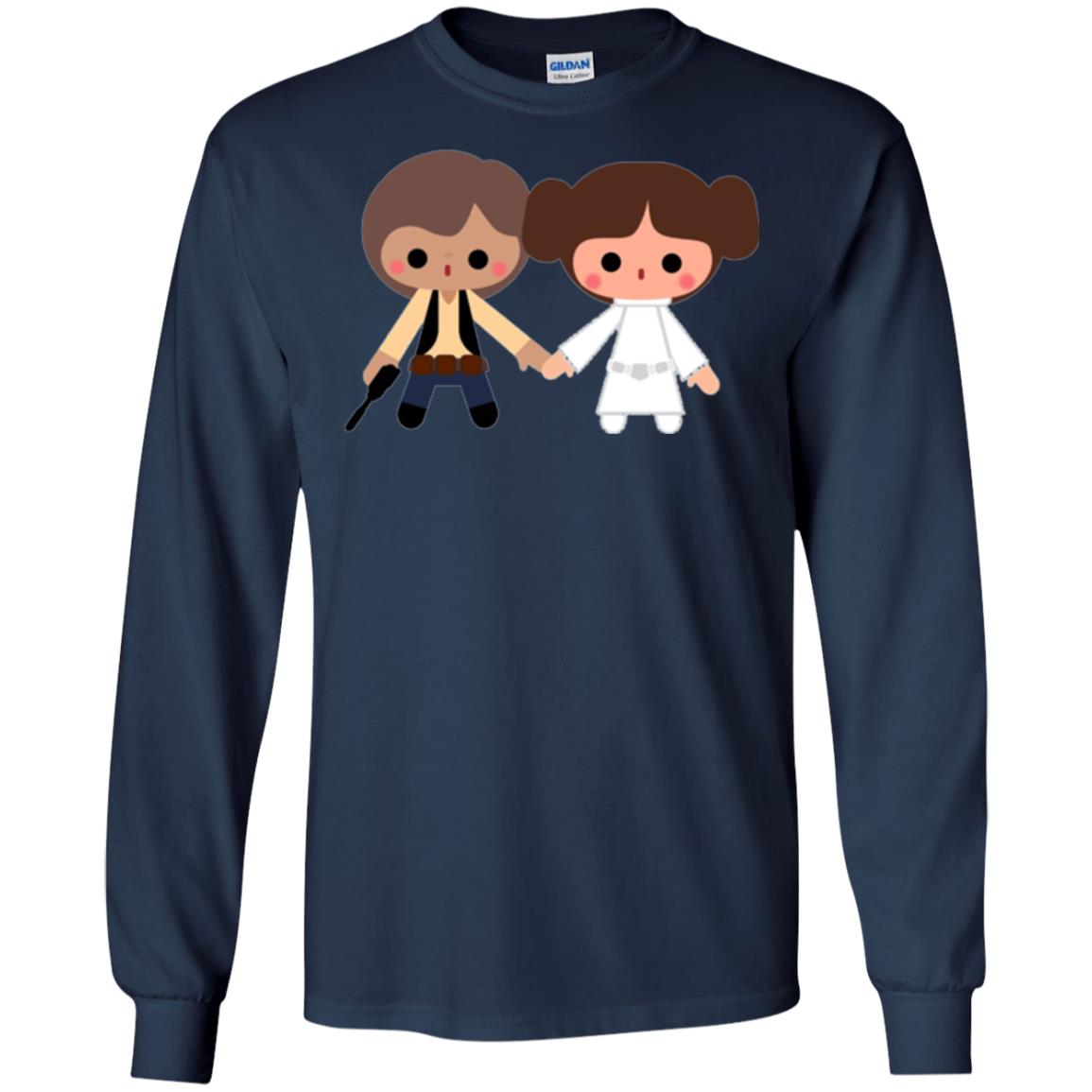 Cartoon T-shirt Han Solo Princess Leia Navy