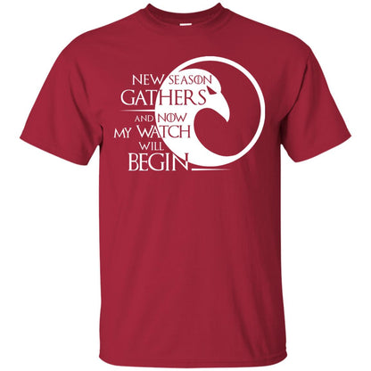 New Season Gathers And Now My Watch Will Begin Game Of Thrones Fan T-shirt Cardinal