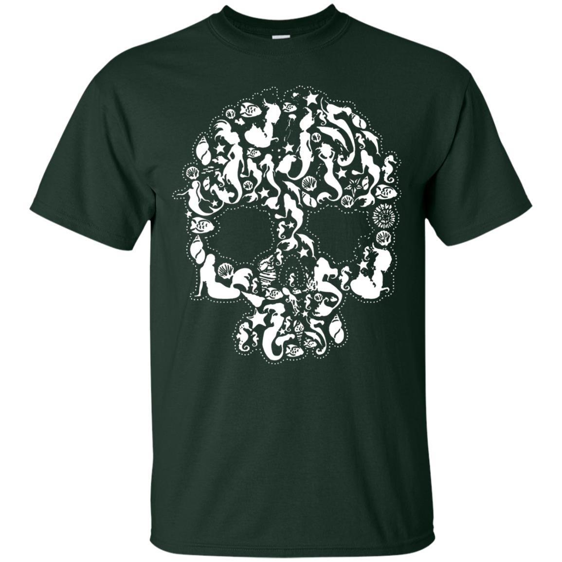 Mermaid Skull T-shirt Forest Green