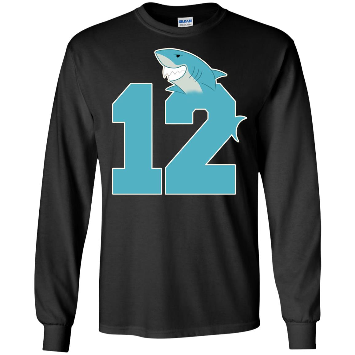 12th Birthday Shark Party ShirtG240 Gildan LS Ultra Cotton T-Shirt