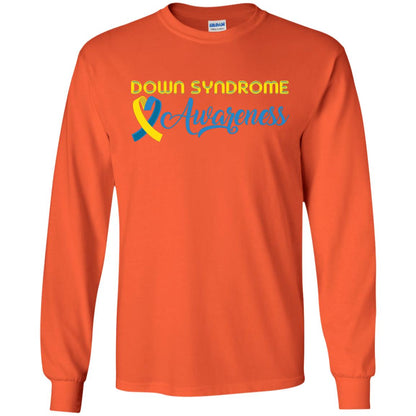 Yellow And Blue Ribbons Down Syndrome Awareness T-shirt Orange