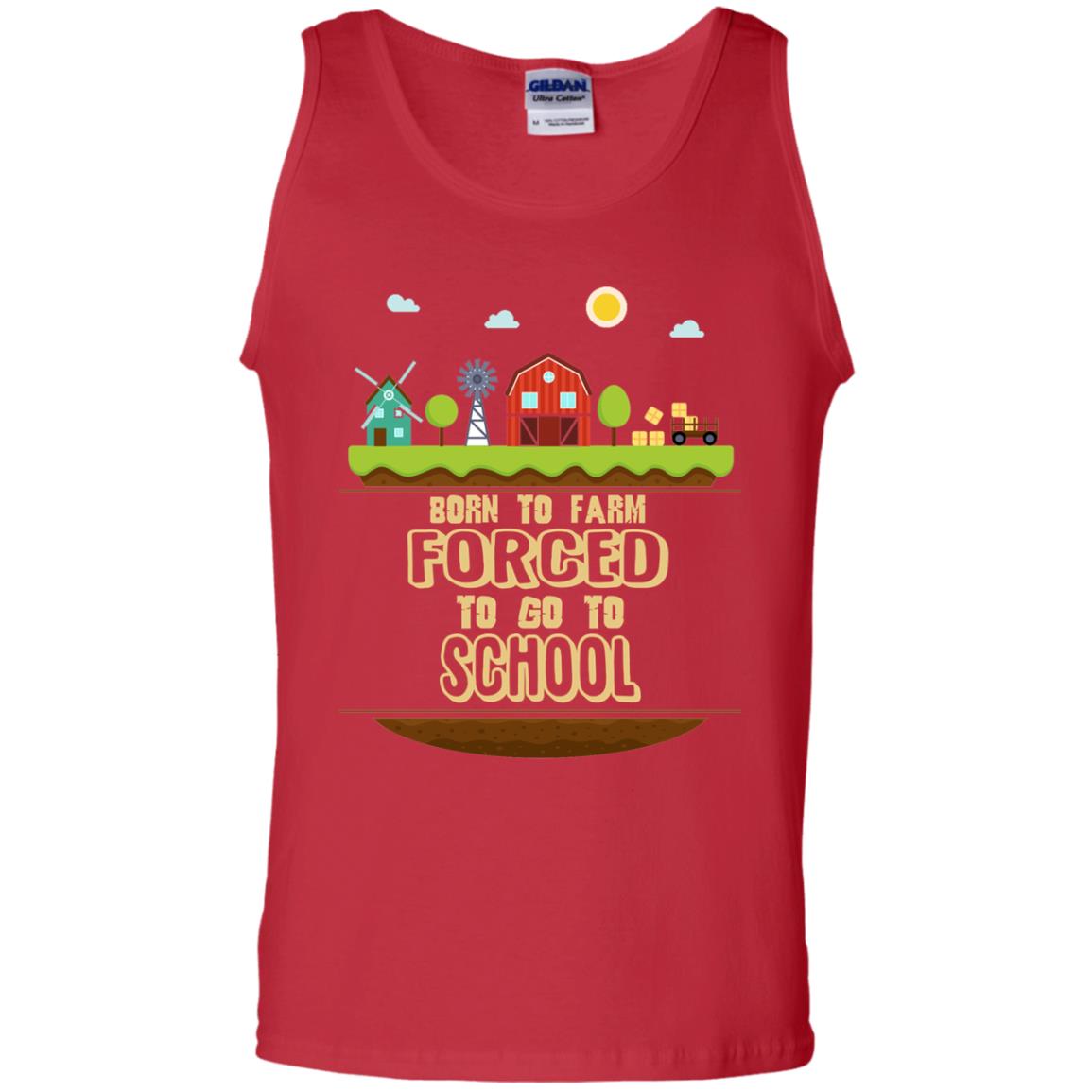 Born To Farm Forced To Go To School Farmer First Day Of School Shirt Red