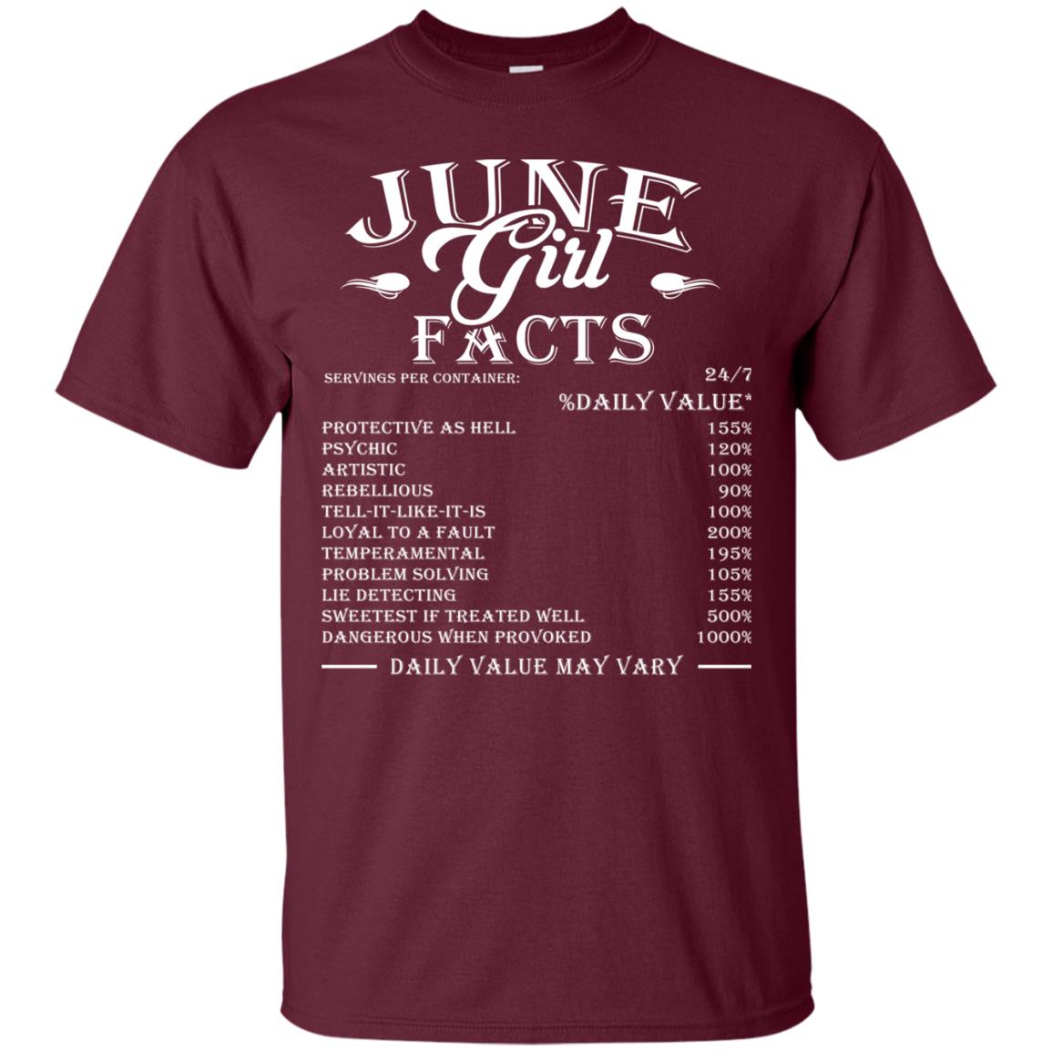 June Girl Facts Facts T-shirt Maroon
