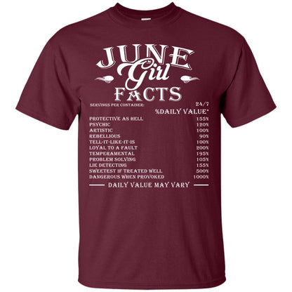 June Girl Facts Facts T-shirt Maroon