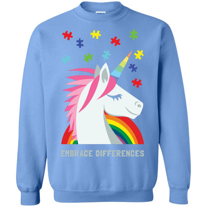 Autism Awareness Shirt Unicorn Puzzle Embrace Differences Carolina Blue