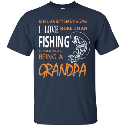 Fishing Buddy Fishing Grandpa T-shirt Love More Than Fishing Navy