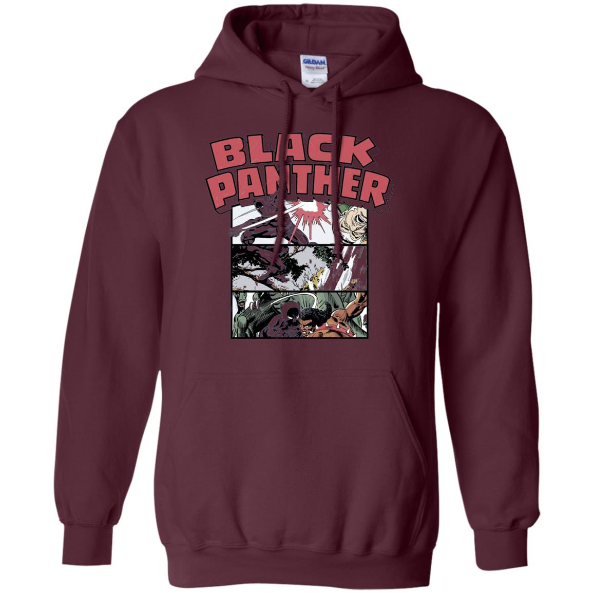 Black Panther Retro Comic Stacked Panel Art T-shirt Maroon