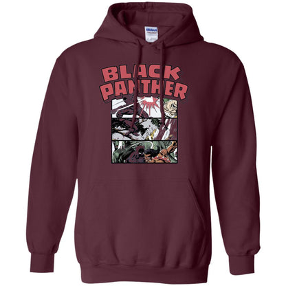 Black Panther Retro Comic Stacked Panel Art T-shirt Maroon