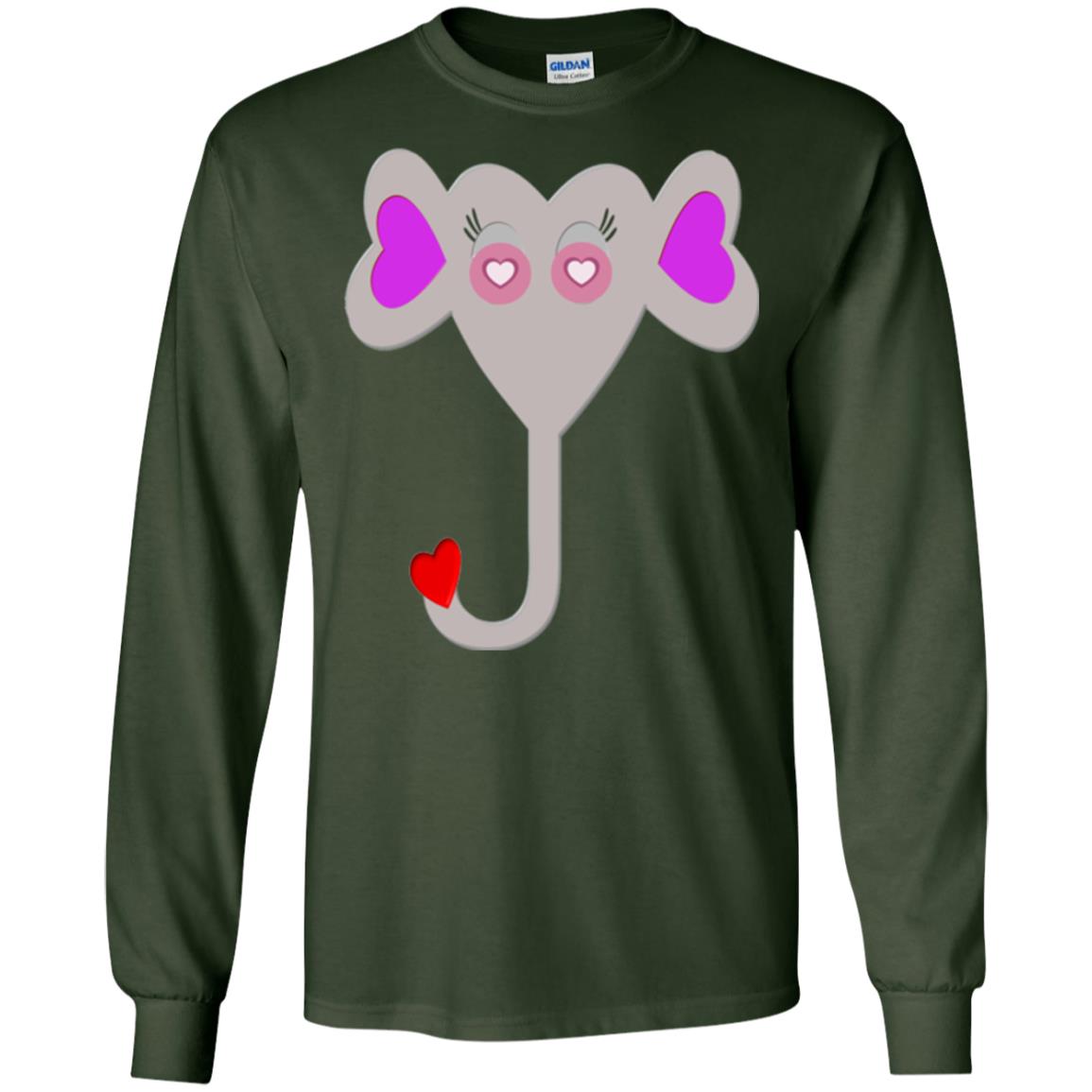 Pajama Plaid Elephant Heart Valentine Day T-shirt Forest Green