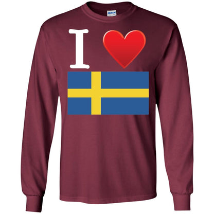 I Heart Love Sweden Flag T-shirt Maroon