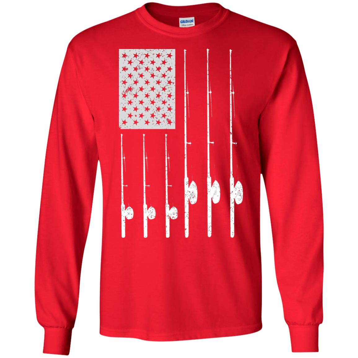 Patriotic Fishing T-shirt American Usa Flag Great Red
