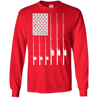 Patriotic Fishing T-shirt American Usa Flag Great Red