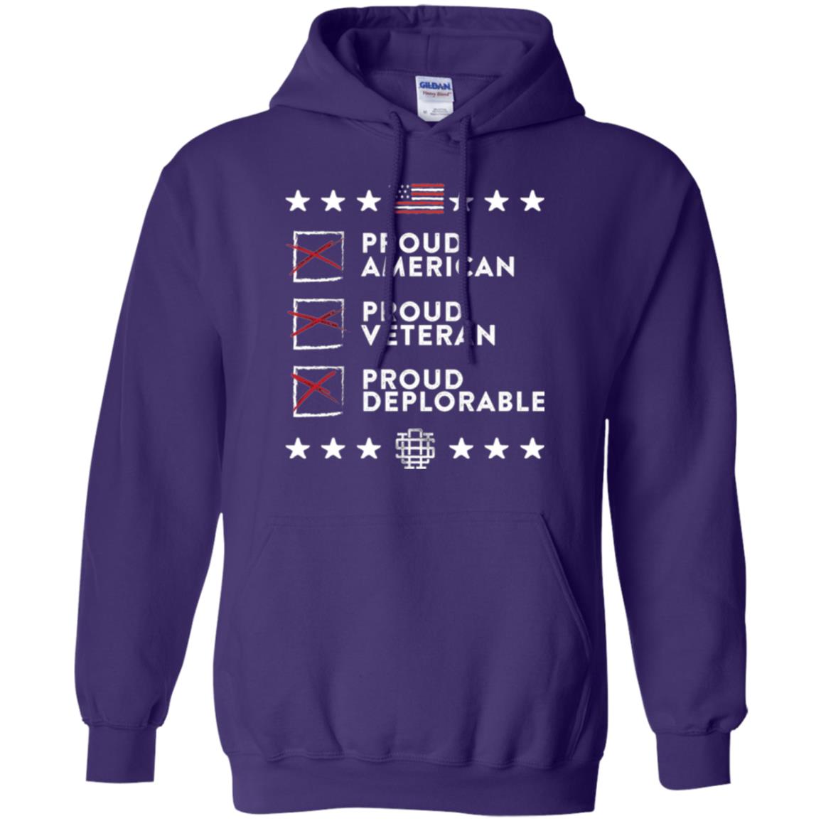 American T-shirt Proud American, Proud Veteran, Proud Deplorable Purple