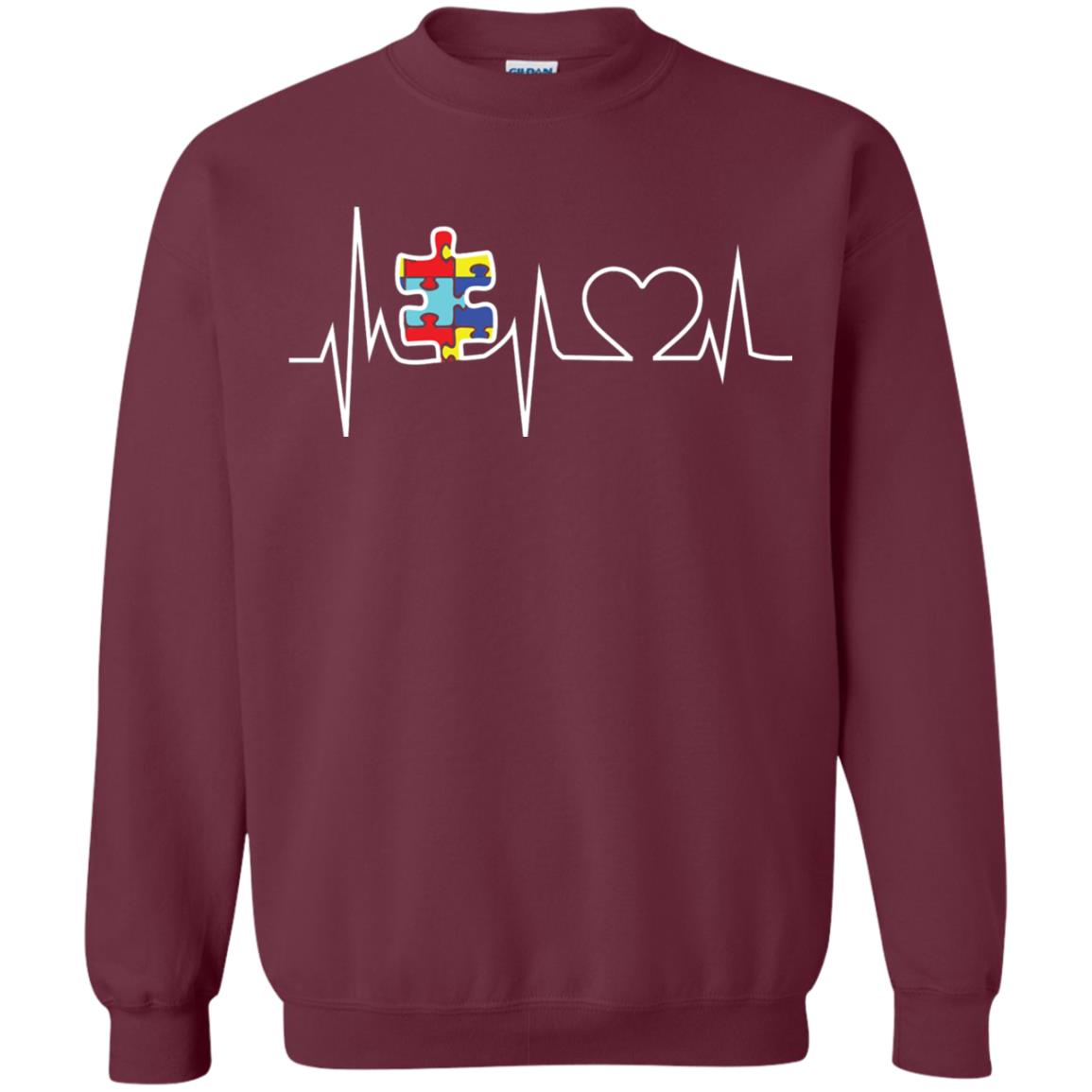 Autism Puzzle Heartbeat Autism Awareness Shirt Maroon