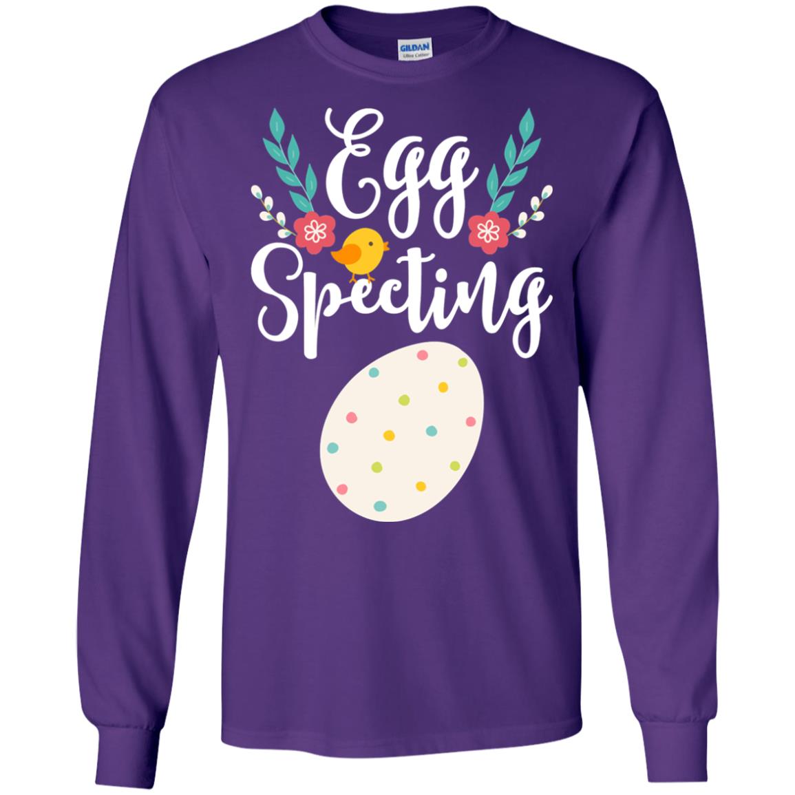 Egg Specting Announcement Pregnant Easter T-shirt Purple