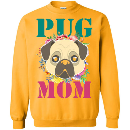 Floral Pug Mom T-shirt Puppy Pet Lover Gold