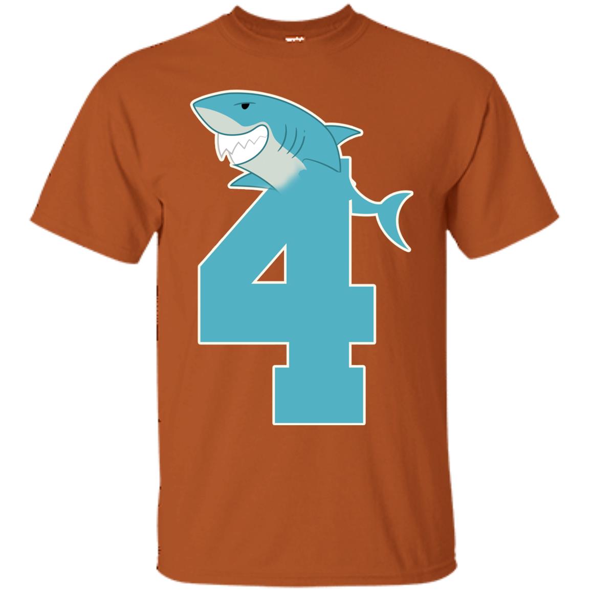 4th Birthday Shark Party Shirt Texas Orange