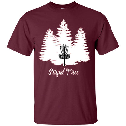 Disc Golf T-shirt Stupid Tree Maroon
